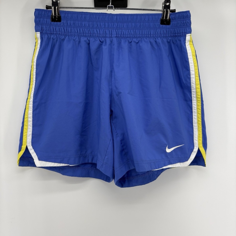 NIKE DRI-FIT Women's Running Shorts, Size S in Blue‎ With Yellow & White